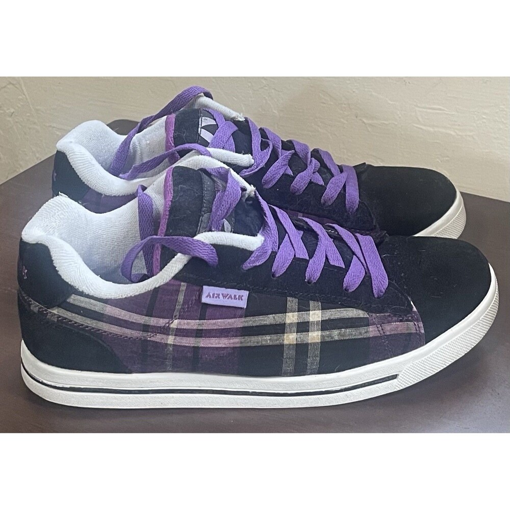 Vintage Airwalk Kanley Purple Plaid Skate Shoes 344907 Men’s US 7.5 / UK 6.5 Y2K